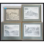Local Interest - A set of four framed and glazed pencil sketch pictures by Robert Scott to include