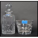 A contemporary Jasper Conran for Waterford Crystal glass bowl having an cut wave design along with a