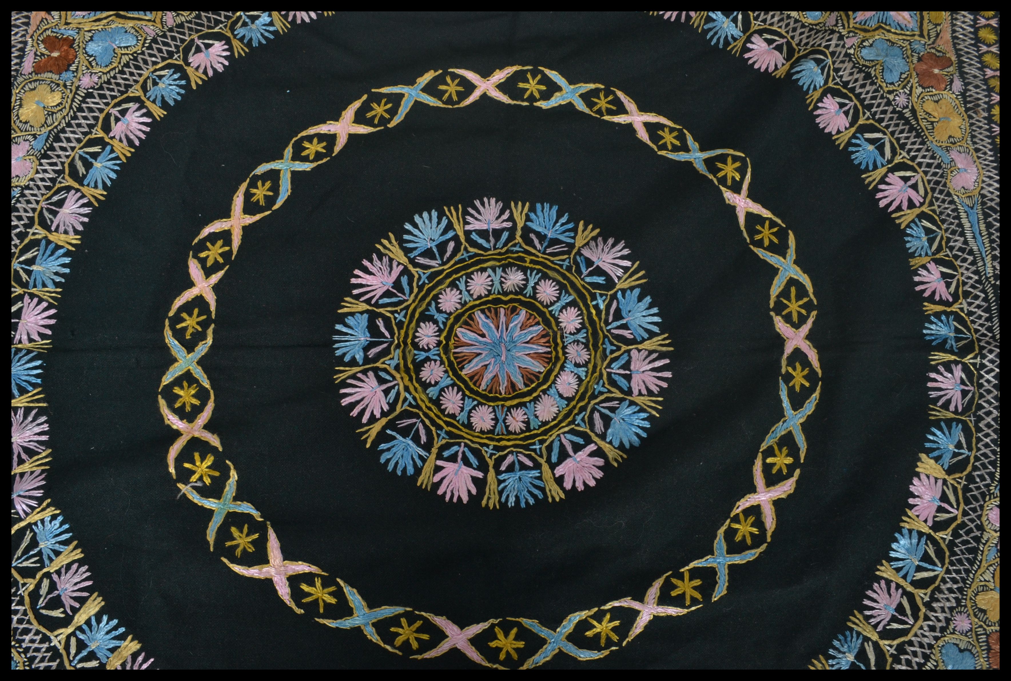 An early 20th century Indian wall hanging having a cotton back with silk threads. The design of - Image 4 of 8