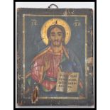 A 20th century continental, believed Eastern European painting on wood Religious Russian Icon