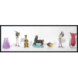 A good group of studio art glass to include Caithness vase , figure of bear with crown , pair of