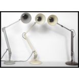 A retro 1970's grey Herbert Terry anglepoise Industrial desk lamp having pendant shade and