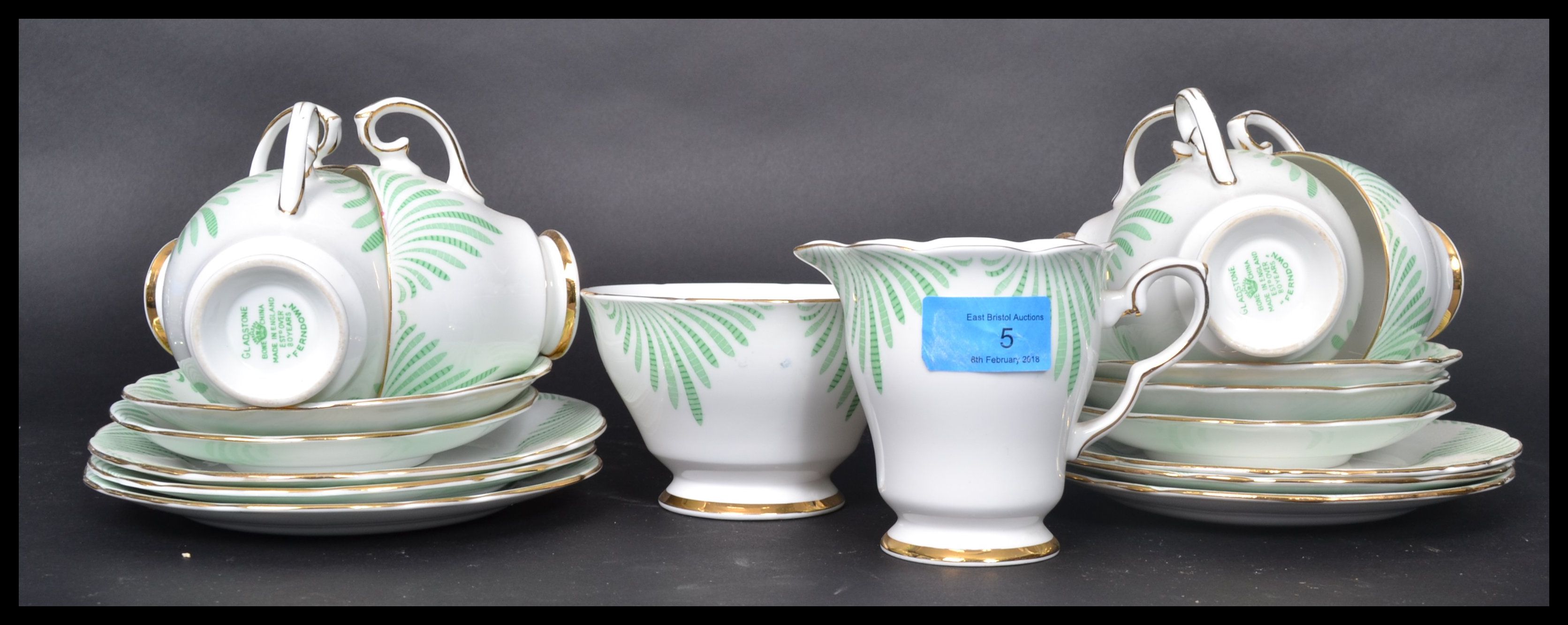 A mid 20th century bone China tea service by Gladstone in the Ferndown pattern consisting off