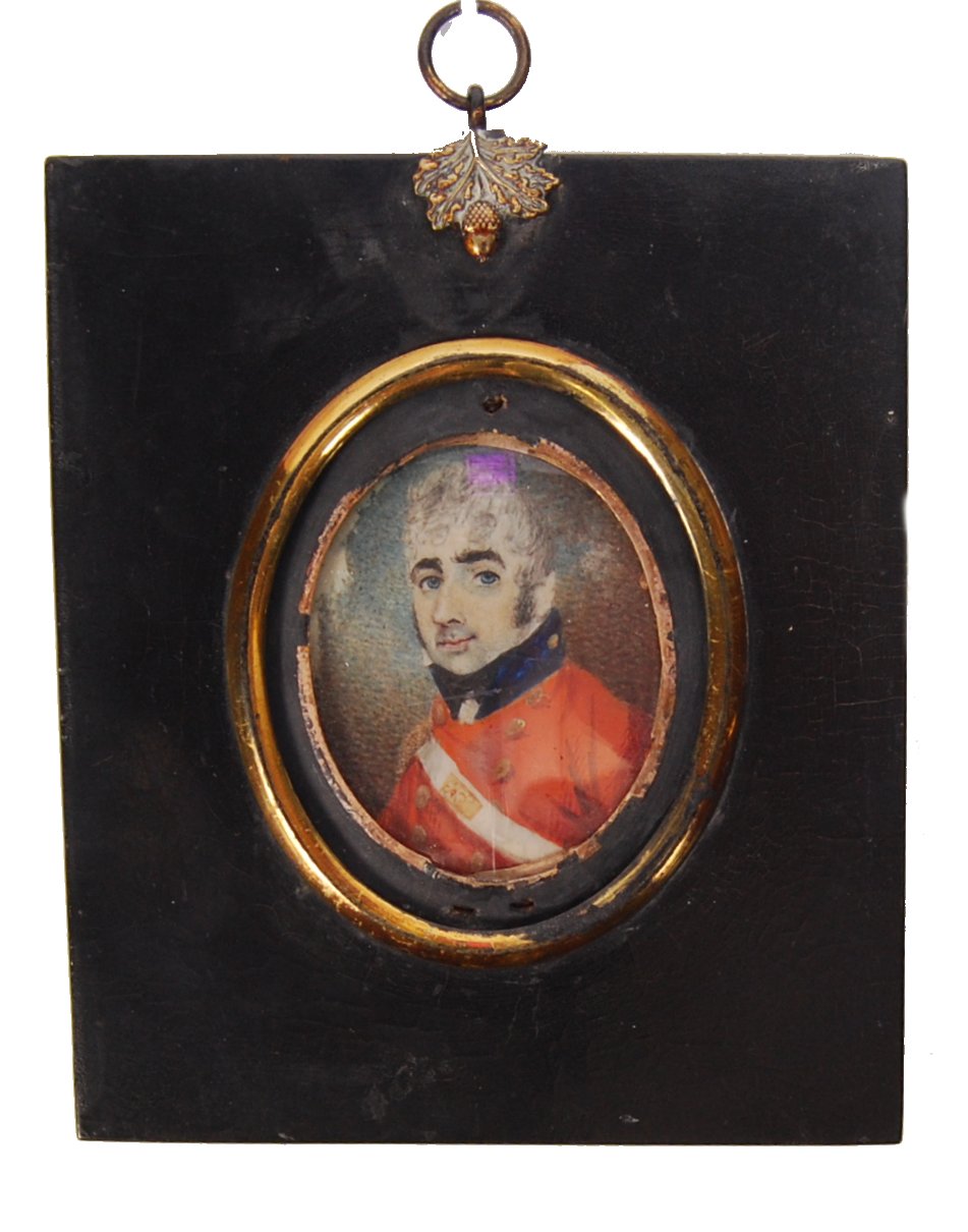 19TH CENTURY IVORY PORTRAIT MINIATURE PAINTING OF A SOLDIER