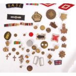 ASSORTED MILITARIA, UNIFORM BUTTONS, CAP BADGES ETC