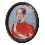 19TH CENTURY PORTRAIT MINIATURE ON IVORY OF SOLDIER