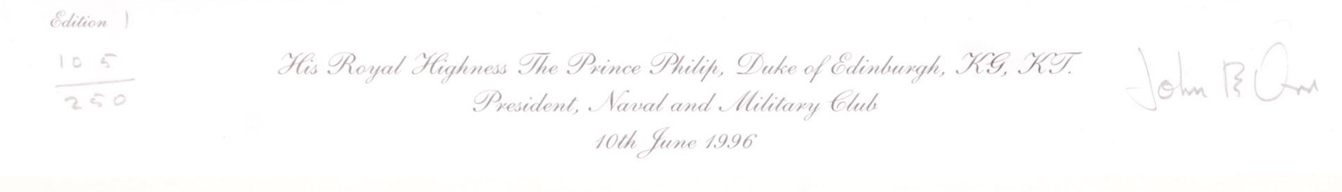 HRH PRINCE PHILIP DUKE OF EDINBURGH LIMITED EDITION PRINT WITH SIGNATURE - Image 3 of 4