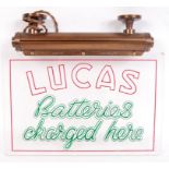 LUCAS BATTERIES CHARGED HERE ELECTRIC LIGHT UP SIGN