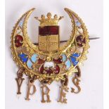 WWI FIRST WORLD WAR SWEETHEART BROOCH ' YPRES '