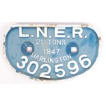 ORIGINAL 1940'S LNER RAILWAY WAGON IDENTIFICATION PLAQUE