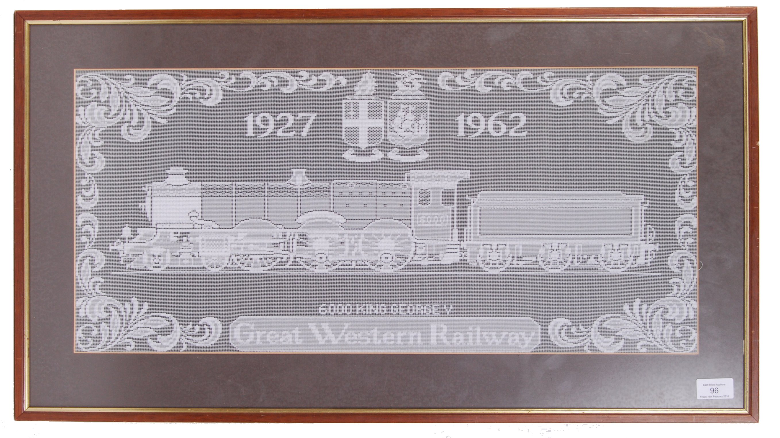 GREAT WESTERN RAILWAY KING GEORGE V LOCOMOTIVE LACE PANEL