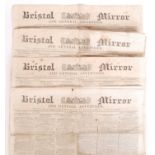 ANTIQUE 1840'S VICTORIAN BRISTOL MIRROR NEWSPAPERS WITH SS GREAT BRITAIN CONTENT