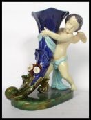 A 19th century Victorian Majolica French cornucopi