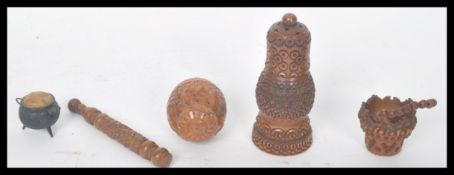 A group of 19th century Victorian Coquilla nut car