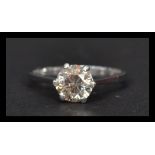 A 14ct white gold diamond solitaire ring having a