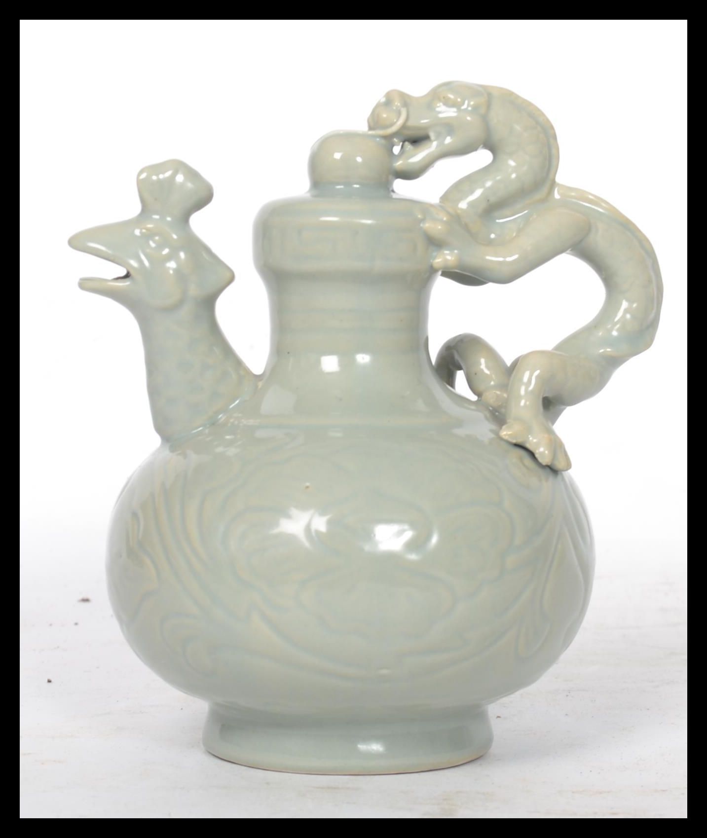 A 20th century Chinese teapot having a green drago - Image 3 of 6