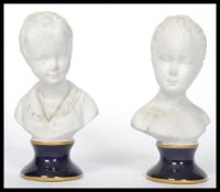 A pair of Unter Weiss Bach 1882 ceramic bust figur