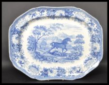 A 19th century Victorian blue and white meat plate