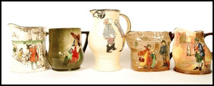 A group of five Doulton character ware jugs to include These Fairy Mountains The Sleep of Rip Van