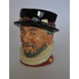 A Royal Doulton small character jug Beefeater colourway variant with yellow highlights.
