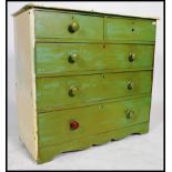 A 19th century Victorian two tone painted pine chest of drawers, two short drawers over three long