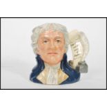 A Royal Doulton character jug depicting President Thomas Jefferson D6943 , handle modelled on an