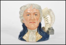 A Royal Doulton character jug depicting President Thomas Jefferson D6943 , handle modelled on an
