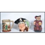 A collection of Royal Doulton toby character jugs to include Long John Silver D6335, Oliver Twist