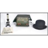 A collection of items to include a vintage Bowler Hat ( approx size 7 ) together with a vintage