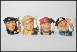 A group of four Royal Doulton character jugs to include Old Salt D6782 , Lumberjack D6610 ,