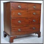 A 19th century Georgian Regency mahogany inlaid bachelors chest of drawers being raised on bracket