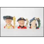 Three Royal Doulton character jugs The Lord Major of London D6864 , Bonnie Prince Charlie D6858