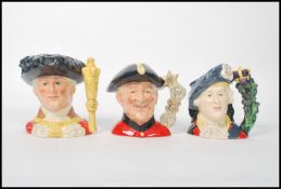 Three Royal Doulton character jugs The Lord Major of London D6864 , Bonnie Prince Charlie D6858