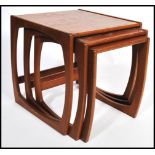 G plan – Quadrille pattern – A retro vintage 1960's teak wood trio nest of graduating tables