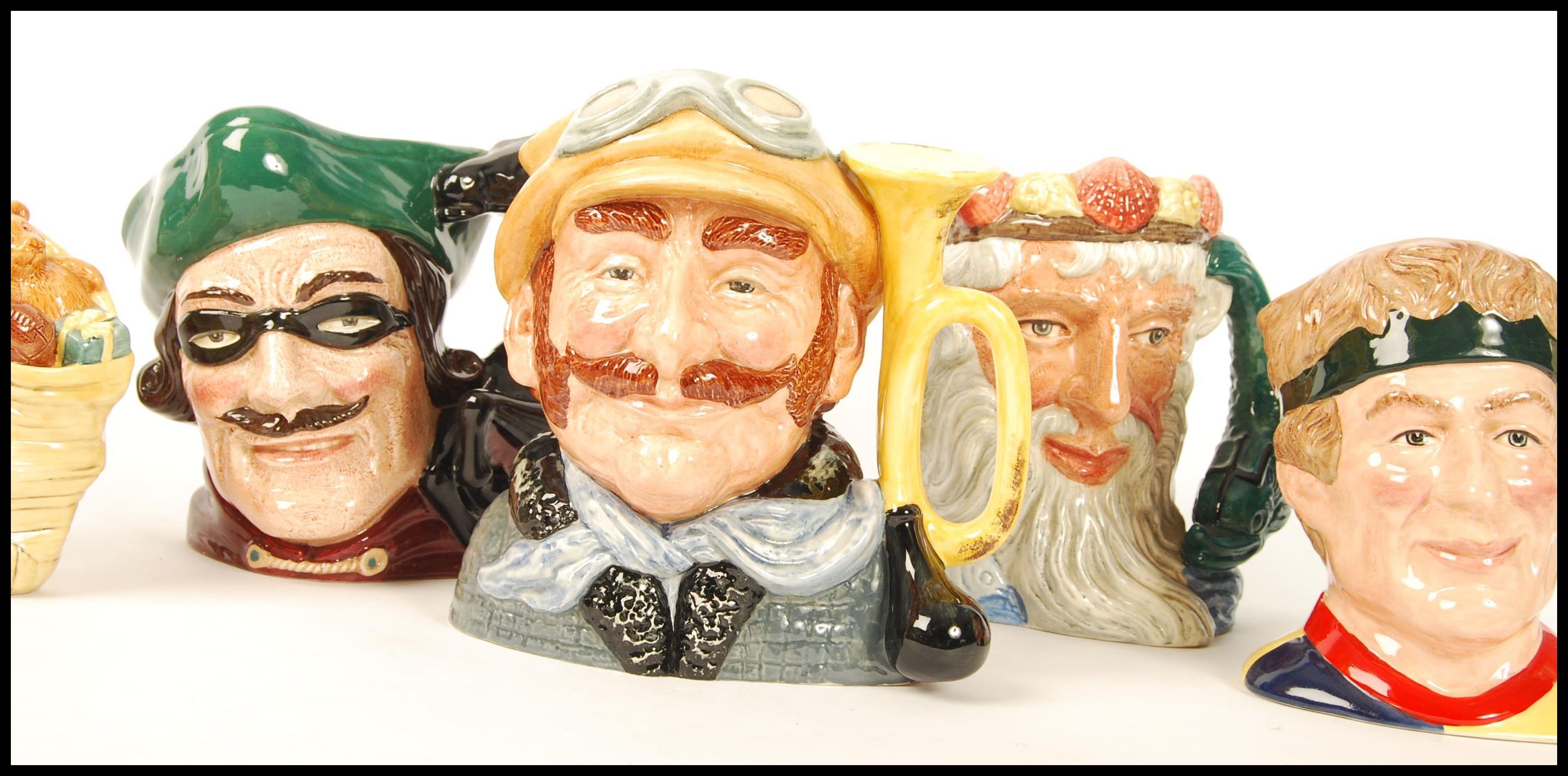 A group of six Royal Doulton character jugs to include Santa Clause D6690 , Dick Turpin D6528 , - Image 3 of 7