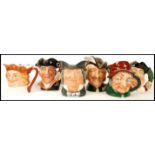 A group of Royal Doulton character jugs to include Old King Cole , Night Watchmen D6569 , Uncle