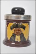 A Royal Doulton King's Ware tobacco pot jar / box depicting a gent. Hallmarked for London (rubbed)