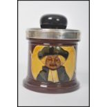 A Royal Doulton King's Ware tobacco pot jar / box depicting a gent. Hallmarked for London (rubbed)