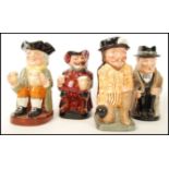 A group of 4x Royal Doulton character Toby jugs to include; Sir Frances Drake D6660, Happy John,