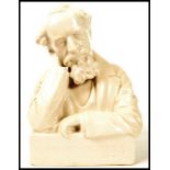 A Royal Doulton Lambeth Stoneware Bust of Charles Dickens, white glazed, early 20th century, Doulton