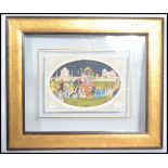 A framed and glazed early 20th century Rajasthani hand painted on Ivory panel painting depicting