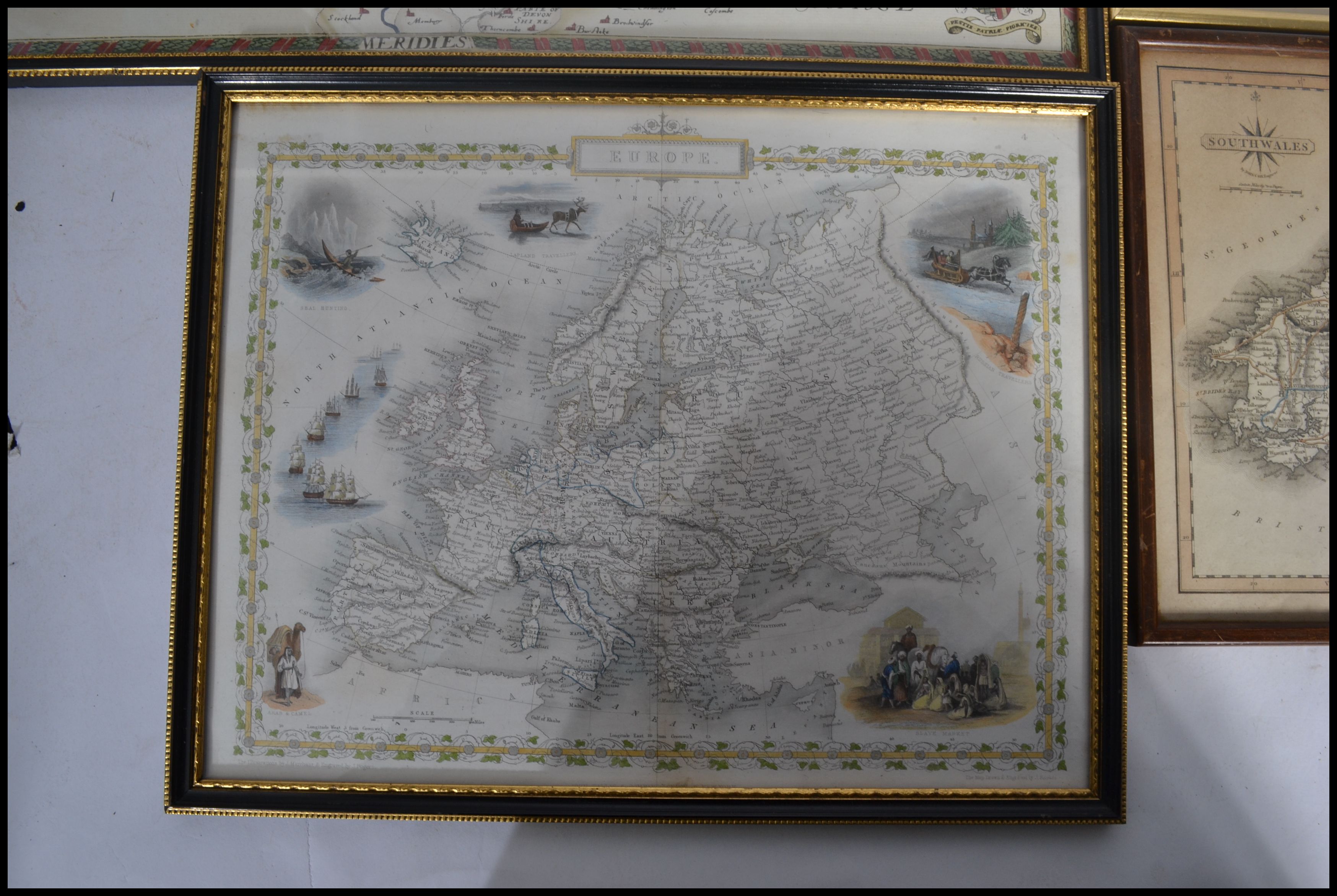 A collection of four framed and glazed 19th and 20th century maps to include a map of Europe drawn - Image 2 of 5