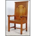 A good large believed early 20th century / late 19th century carved oak throne chair of