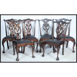 A good set of 6 Chippendale revival large mahogany dining chairs. Each raised on claw and ball