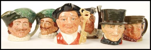 A group of Royal Doulton character jugs to include The Caulier x2 , Gaoler D6570 , Gunsmith