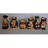 A commemorative set of Royal Doulton character miniature Toby jugs (6)