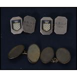 Two pairs of vintage 20th century gold cufflinks cuffs , one being a hallmarked 9ct gold example