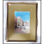 An early 20th century 1920's watercolour  painting of a middle eastern street scene / Palestine.