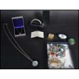 A collection of silver and costume jewellery items to include bracelets, to include a silver