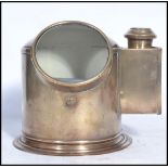 A good late 19th century brass and copper ships binnacle having oil lamp mount to side of the
